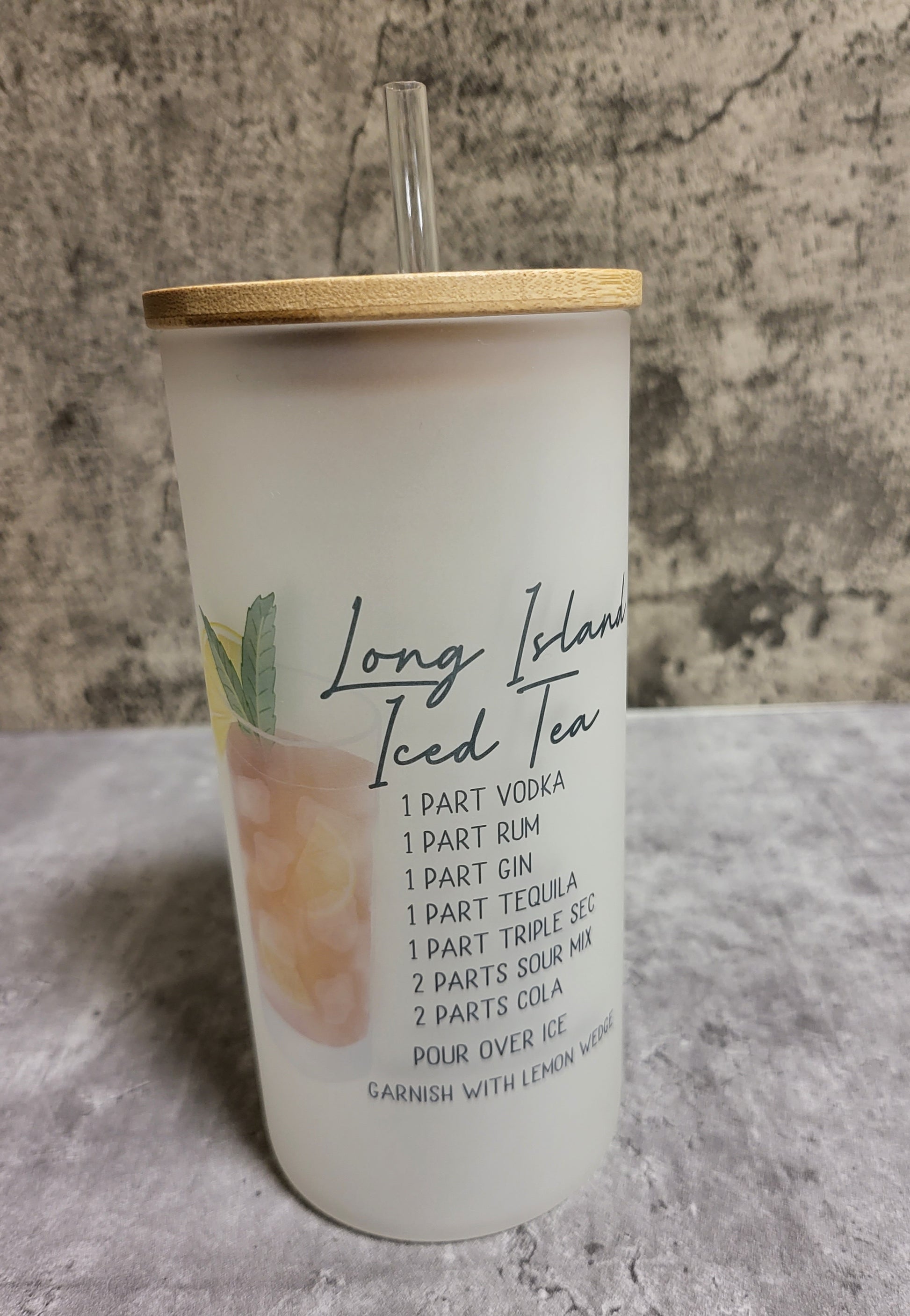 20 oz. Frosted Glass Tumbler with Bamboo Lid and Reusable Straw